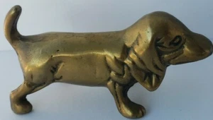 Brass Basset Hound Paper Weight Desk Decoration - Foto 1 di 6