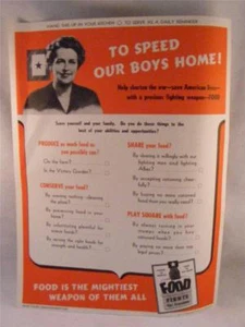 Set of 5 Food Is The Mightiest Weapon Of Them  Original World War II Poster 1943 - Picture 1 of 1