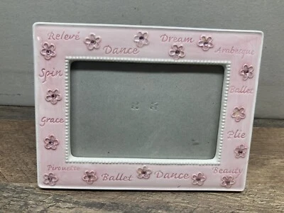 BALLERINA PINK PORCELAIN PHOTO FRAME BALLET SHOES BY RUSS - HOLDS 4" X 6" READ - Image 1 of 2