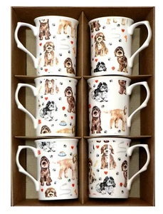 Tazas de porcelana cockerpoo Bone - Juego de 6 cajas de regalo 3 chintz cada diseño diferente - Imagen 1 de 1