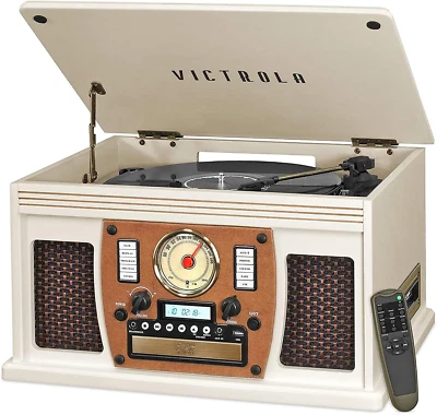Victrola 8-In-1 Bluetooth Record Player & Multimedia Center, Built-In Stereo Spe - Image 1 of 4
