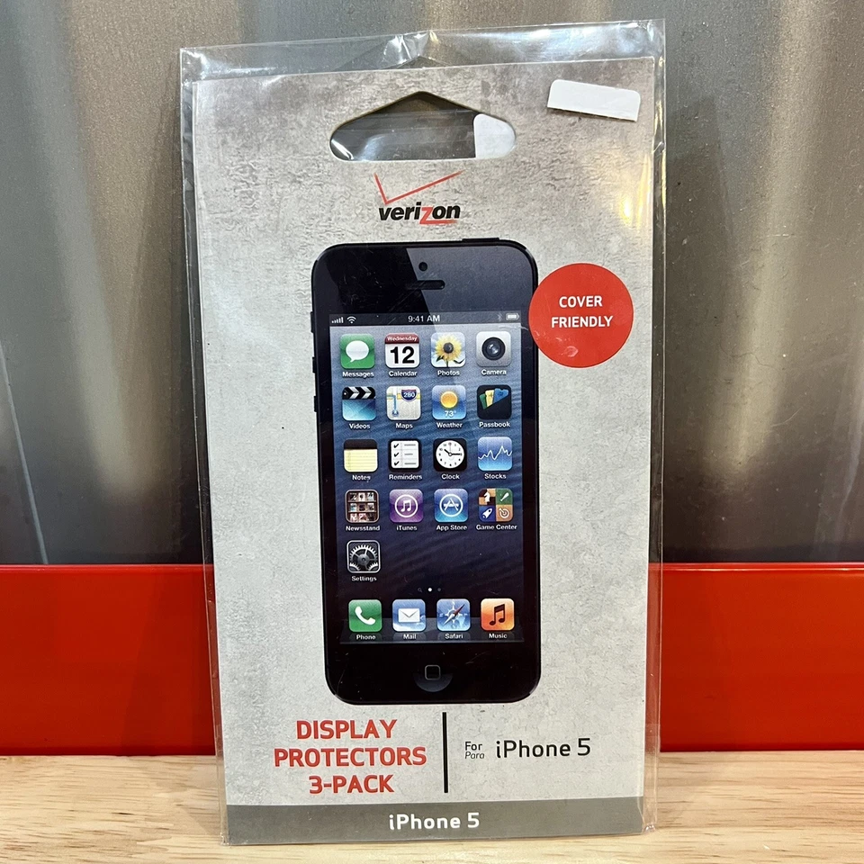 Protetores de tela pacote com 3 para iPhone 5 (Verizon Wireless, capa amigável) NOVO - Imagem 1 de 4