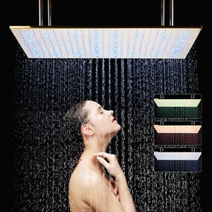 LED 80*40cm Regendusche Bad Duschkopf Edelstahl Gold Duscharmatur Luxus 4 Arm DE - Bild 1 von 8