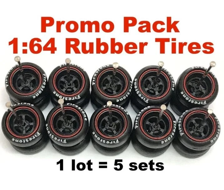 1:64 Rubber Tyre 4 Spoke rim fit Hot Wheels diecast 1/64 JDM Long Ax - Image 1 of 1