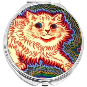 Louis Wain gato psicodélico compacto con espejos - para bolsillo o cartera - Imagen 1 de 2