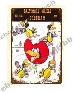 1958 baseball Baltimore Orioles Programs metal tin sign - Picture 1 of 4