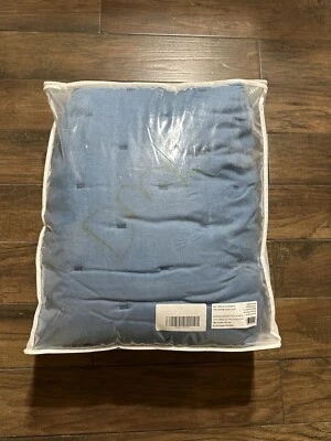 Nuevo The Company Store Denim Azul/Azul Reversible Relajado Lino Queen Edredón Foto 1 de 4