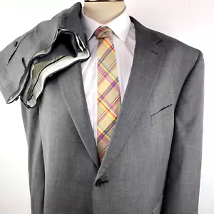 Lauren Ralph Lauren 52R Gray Birdseye Two Piece Suit 2 Button Jacket 50x27 Pants - Picture 1 of 15