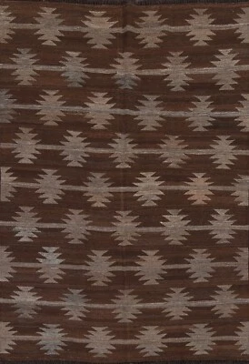 Tribal Nature Dye KILIM Geometric Oriental Area Rug Reversible Hand-Woven 5x7 - Image 1 of 4