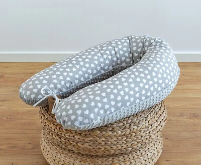 LOOLAY HERZCHEN Grau Baumwolle/ MINKY Seitenschläferkissen Stilllkissen Schwangerschaft