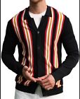 Paul Jones Men's Vintage Stripe Knit  Button Down Cardigan Xl Shirt