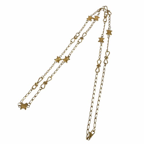 Collana catena lunga vintage CELINE Trionfo ciondoli logo oro