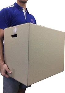 100 x Moving Cardboard Packing Boxes 73Litres Cartons With Handles - Picture 1 of 3