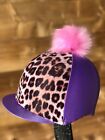Riding hat silk Animal leopard print lilac Wisteria Close Match