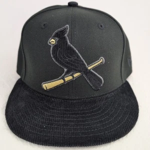 CAPPELLO ADERENTE NEW ERA 5950 59FIFTY ST LOUIS CARDINALS NERO ORO VELLUTO A COSTE 7-1/8 - Foto 1 di 5