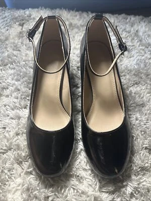 Women's Round Toe  Heel Ladies Size 39 Work Pump Mary Jane Ankle Strap Shoes - Image 1 of 4