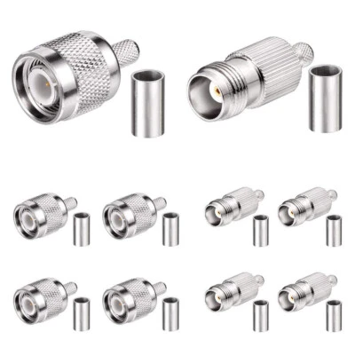 TNC Male + Female Crimp Solder Connector Kit 5 for RG58 RG303 RG142 RG400 Cable - Image 1 of 4