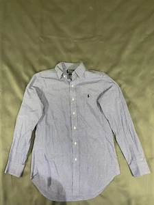 Polo Ralph Lauren 'Andrew' Button-Up Long Sleeve Shirt Blue Check 14.5 - 32/33 - Picture 1 of 5