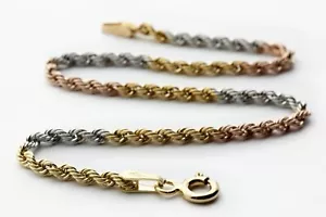 bracciale CORDA completamente in oro 18kt. cm.19 gr. 1,30 a 3 colori - Foto 1 di 10