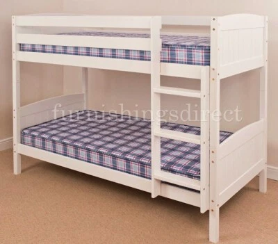 3FT SINGLE, 2FT6 SHORTY WHITE, ANTIQUE, NATURAL PINE BUNK BED + MATTRESS OPTIONS - Image 1 of 4