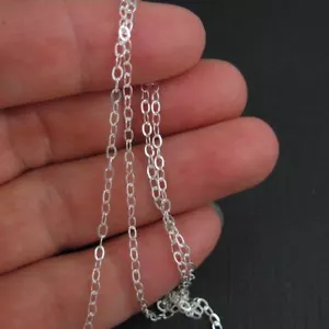 Cadena de plata esterlina para hacer joyas a granel por el pie - Cadena de cable plana - 2,5 x 1,8 mm - Imagen 1 de 5
