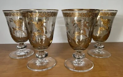 Conjunto de 4 taças de vinho dramáticas para pássaros corrente dourada Circleware - Imagem 1 de 4