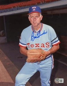 BILLY HUNTER SIGNED AUTOGRAPHED 8x10 PHOTO TEXAS RANGERS MANAGER BECKETT BAS - Picture 1 of 2