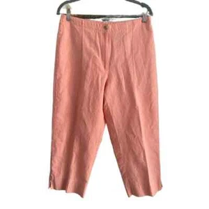 Liz Claiborne Michaela Linen Blend Peach Crop Pants Sz 12 - Picture 1 of 10