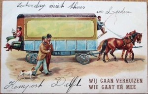 Straßenbahn/Pferdewagen 1902 geprägt, Farblitho Postkarte - Bild 1 von 1