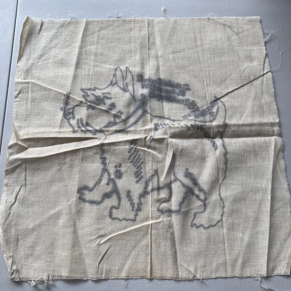 Vintage 1940s Punch Needle Scottie Dog CAT Pillow Top Patterns Barker Products - Image 1 of 4