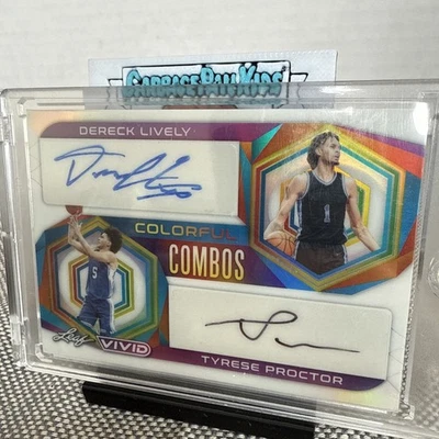 2023 LEAF VIVID DERECK LIVELY TYRESE PROCTOR 11/25 WHITE DUAL AUTO DUKE SSP T1 - Image 1 of 2