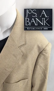 Jos. A. Bank Unstructured Blazer Sports Suit Jacket 100% Silk 52R Slim 52" Gold  - Picture 1 of 12