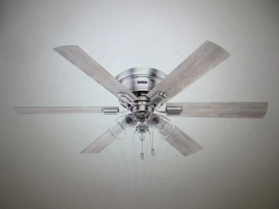 Hunter Alvarado 52 in. Indoor Brushed Nickel Ceiling Fan with Light Kit - Image 1 of 4