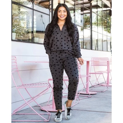 Conjunto de Moletom Joggers Lou & Grey Signaturesoft Star Zip Cinza Preto Estrelas G - Imagem 1 de 4