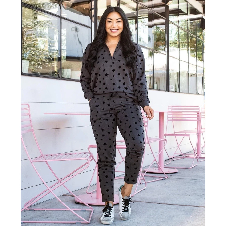 Lou & Grey Signaturesoft Star Cremallera Sudadera Joggers Set Gris Negro Estrellas L Foto 1 de 4