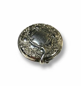 Antiker versilberter Jugendstil floraler Kompaktspiegel | Kosmetiktasche Accessoire - Bild 1 von 8