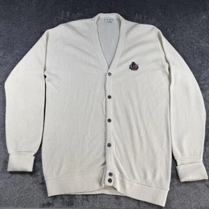 Vintage IZOD Men's Cardigan Sweater Size Medium Ivory Acrylic Grandpa Golf - Picture 1 of 10