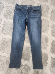 American Eagle Jeans Damen 10 lang blau Super Skinny Denim Hose abgeschnitten - Bild 1 von 7