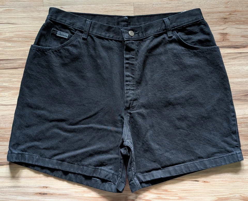 Pantalones Cortos De Colección Wrangler Jean Para Mujer 18 Negros Denim Tiro Alto Clásicos Años 90 Mamá Foto 1 de 4