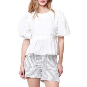 Top Popover Corey Lynn Calter Peggy Cotone Peplum 221CT193-J Small S NUOVO S Fumè - Foto 1 di 7