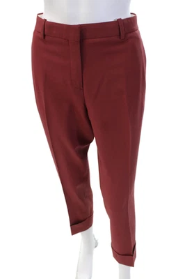 Pantalones de vestir Theory para mujer de lana con bolsillos puños detalle en el tobillo rojos talla 10 Foto 1 de 4