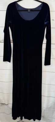 Moda International Dark Blue Velvet Maxi Dress Sz M Holiday Party - Image 1 of 4