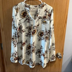Maurices weiß & geblümt Schlüssellochausschnitt Langarmshirt Damengröße Small - Bild 1 von 9