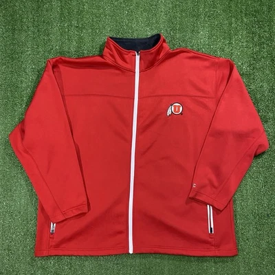 Utah Utes Zip-Up Jacket Windbreaker Champion Red Sz 2XL Polyester NCAA Football - Image 1 of 4