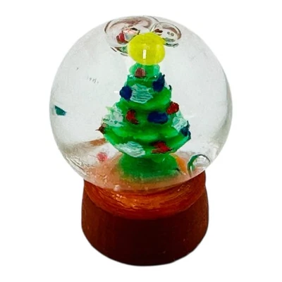 Dollhouse Miniature Christmas Tree With Ornaments & Star GLASS DOME SNOW GLOBE - Image 1 of 4