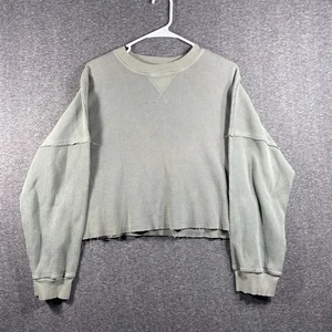 Maglione girocollo Back Beat Co cotone biologico waffle maglia donna S/M USA crop - Foto 1 di 20