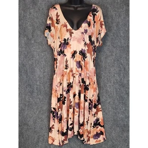 Torrid Super Soft Peach Floral V Neck Short Sleeve Casual Plus Size XL Dress - Picture 1 of 9