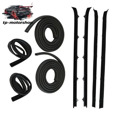 Kit For Chevy GMC Truck Front Door Window Run Sweep Felts Weatherstrip Seals Set Foto 1 de 4