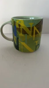 Anthropologie Green Blue Ceramic Lottie Monogram Letter "N" Coffee Mug Tea Cup N - Picture 1 of 4
