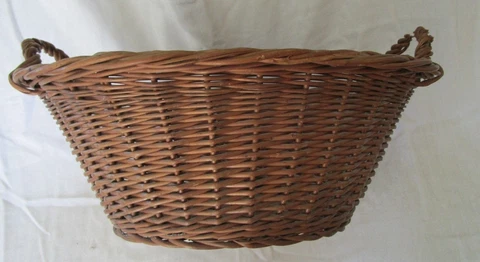 Small Woven Wicker Wash Basket  15" L x 12" W x 6" H Cover